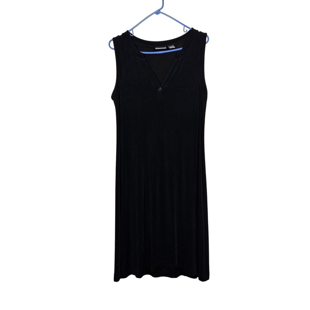 Chico's Travelers Dress L 12 Black Sleeveless Tank cruise resort minimalist - Picture 5 of 6